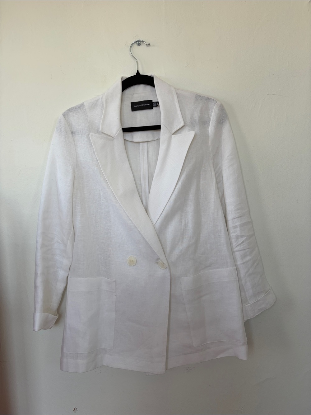 Canadian-Made White Linen Double-Breasted Blazer
